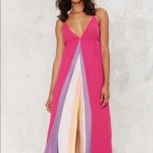 Nasty Gal MultiColor Layered Maxi Long Sun Dress S